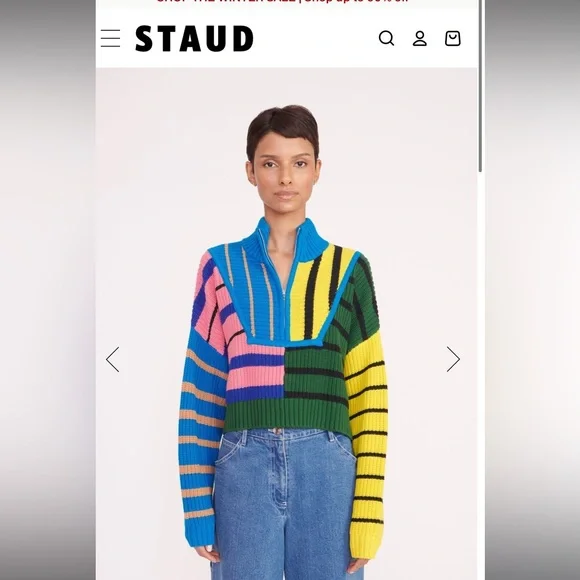 NWT Staud Cropped Hampton Sweater